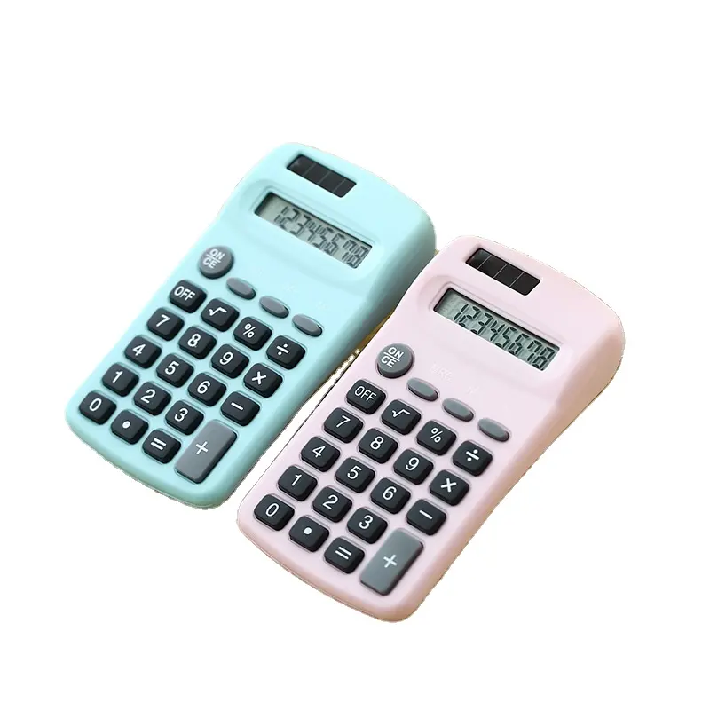 2024 розовый синий портативный мини-студенческий электронный компьютер восьмизначный Солнечный портативный многофункциональный калькулятор