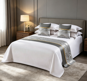 Caminho de Cama Moderno em Poliéster Tingido com Padrão Personalizado para Hotéis, Tamanhos <span class=keywords><strong>Queen</strong></span> e King - Product Image 1