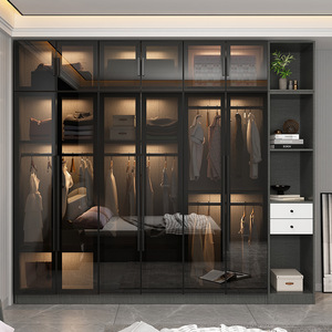 Meubles de chambre à coucher et de salon d'hôtel minimalistes sur mesure, nouvelle conception, porte en verre plastique, armoire à portes battantes - Product Image 5