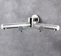 Robinet de douche de salle de bain à poignée unique chromé réglable au design moderne, mitigeur de baignoire en laiton encastré avec fonction de rotation du jet