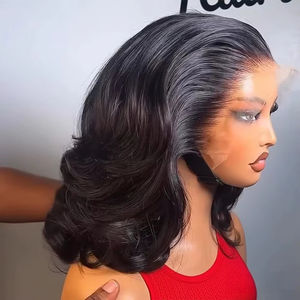 Perruque frontale en dentelle HD 13x6 Body Wave, perruque courte bob en <span class=keywords><strong>cheveux</strong></span> humains, 250% brésilienne, 13x4 sans colle, prête à porter pour femmes, pré-épilée - Product Image 1