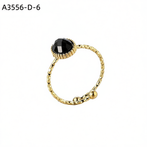 Anillo de Moda Amy Amy, Chapado en Oro, con Piedra Natural Redonda en Engaste Biselado, Estilo Bohemio, Joyería para Mujer, Regalo, Uso Diario - Product Image 1