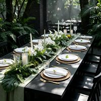 Ensemble de vaisselle jetable en plastique blanc doré de 350 pièces, comprenant des assiettes de 10,25 pouces et 7,5 pouces, des gobelets de 9 oz, des couverts, des serviettes, pour 50 invités