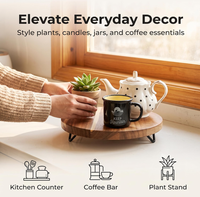 Plateau décoratif rond en bois pour présentation, support de présentation pour la maison ou l'organisation des comptoirs de cuisine et de salle de bain