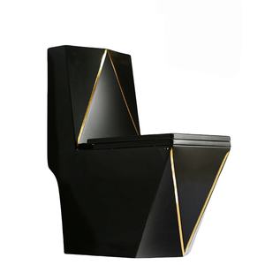 高級モダンブラックゴールドセラミックデュアルフラッシュワンピースSトラップバスルームまたはホテル用 - Product Image 3