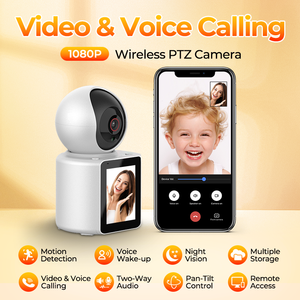 Cámara WiFi PTZ de Interior con Pantalla de 2.8 Pulgadas, Grabación de 24 Horas, Tarjeta SD, Audio Bidireccional, Videollamadas, CMOS IP65, <span class=keywords><strong>1</strong></span> Año, 5MP, 350 - Product Image 2