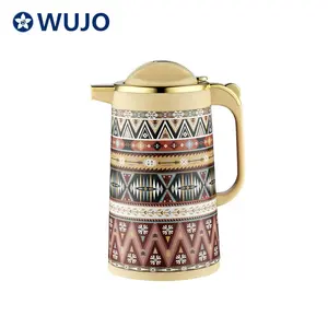 WUJO Egypt coffee pot hot cold water tea thermal insulated arabic vacuum thermos flask with glass refill