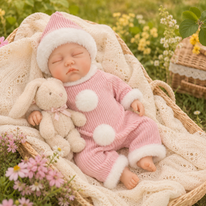 BAkwbwBY ตุ๊กตารีบอร์น 12 นิ้ว ซิลิโคนตันเต็มตัว สมจริง ชุดฤดูหนาวสีชมพู ผ้าห่มกระต่าย ตุ๊กตาทารกแรกเกิด OEM ODM โรงงาน ขายส่ง - Product Image 1