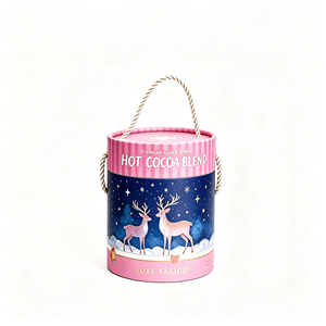Grande boîte ronde en carton rigide pour pommes avec poignée, pour cadeau de fruits, emballage de Noël, logo personnalisé - Product Image 5