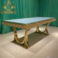 Table de salle à manger moderne et élégante avec cadre en métal et dessus en verre, ensemble de 8 à 10 chaises