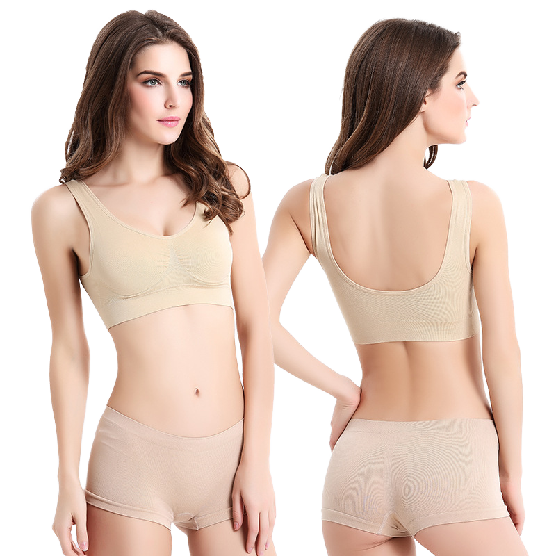 Adjustable Double Layer Girls' Large Size Seamless Yoga Sports Bra Wire-Free Solid Comfortable Vest Underwear Direct Hair Spot