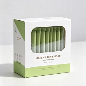 Matcha Tea Sticks Organic Blend Hot Cold Rigid Recyclable Paperboard <b>Box</b> Window <b>Display</b> Magnetic Closure Four-Color Printed - Product Image 1