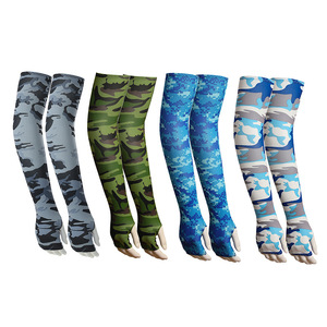 Protective Arm Sleeves Ice Silk Sun Protection Five Finger Gloves For Men Women Outdoor Use Camouflage Print Adult Size - Product Image 1