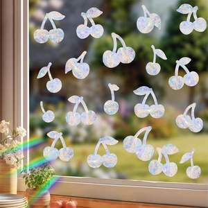 White Eco-Friendly UV Window Clings <b>Flowers</b> Cherry Static <b>Stickers</b> Anti-Collision Reusable Water Resistant Spring Summer Window - Product Image 1