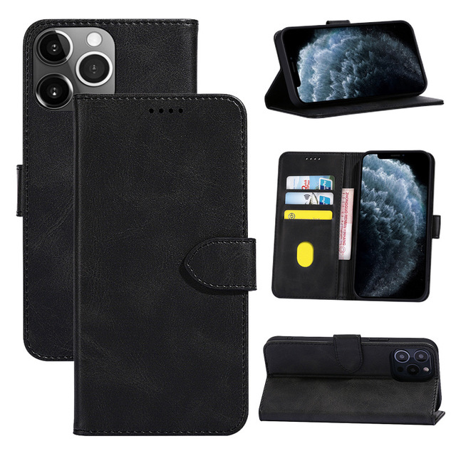 Flip Wallet Cover for TCL 30XE Shockproof Cow Leather Cover for TCL Full Protect Mobile Phone Cover