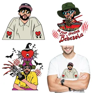 Pegatinas impermeables con diseños de corazones para hombre, pegatinas de película de Freddy Krueger, para camisetas