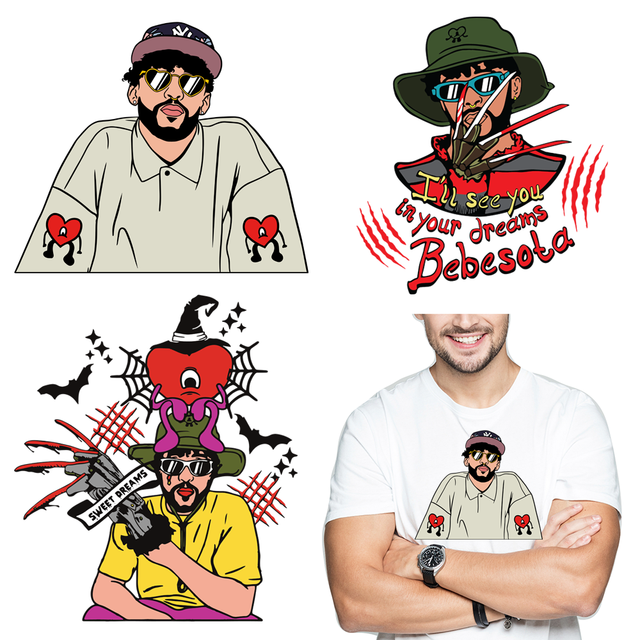 High Quality Waterproof Man Heart Designs Stickers Horrr Movie Freddy Krueger Decal Sticker for T-shirts