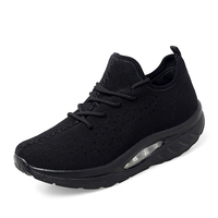 Chaussures de course et de marche pour femmes, style jogger, à plateforme rehaussante, avec coussin d'air, en tissu extensible et maille respirante, basses, pour l'été