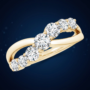 Anillo de Compromiso y Boda de Diamantes Redondos Brillantes en Oro Amarillo para Mujer, Chapado en Rodio, Romántico, Oro de 10K, 14K, 18K, Plata 925, 935 - Product Image 1