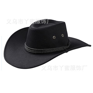 Sombrero de <span class=keywords><strong>vaquero</strong></span> de ante de estilo occidental con ala <span class=keywords><strong>grande</strong></span> Matador Black Sunhat para actividades de playa al aire libre Accesorio de verano - Product Image 6