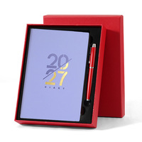 Grenzüberschreitendes 2027 Englisches Agenda-Buch Diagonalschnitt A5 Tagesplaner Produktivitäts-Handbuch 365-Tage Notizblock Kalender Geschenkbox-Set