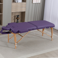 Table de massage portable en bois à 2 sections, moderne, pliable, avec appui-tête réglable, étui de transport, pour salon, spa, clinique, école, salon
