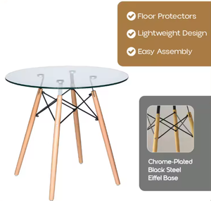 ÉNORMES <span class=keywords><strong>Table</strong></span> <span class=keywords><strong>en</strong></span> bois de <span class=keywords><strong>verre</strong></span> Meubles de cuisine Tables à manger rondes transparentes circulaires transparentes <span class=keywords><strong>pour</strong></span> les petits espaces - Product Image 3