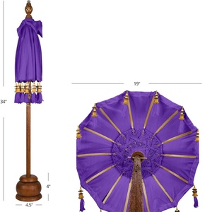 Handmade Royal Purple Iron <b>Frame</b> All-Season 8-Rib Beach Sunshade Bali Umbrella Manual Opening Free-Standing Outdoor Travel Table - Product Image 3