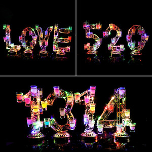 ที่วางแก้วรูปหัวใจเรืองแสง LED พร้อมข้อความ 1314 520 สุขสันต์วันเกิด สำหรับบาร์ คาราโอเกะ ไนท์คลับ งานเลี้ยงค็อกเทล ตกแต่งวันเกิด - Product Image 3