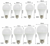 Ampoule led avec couvercle en aluminium et plastique, alimentation de l'usine chinoise, lumière A65 12W, 85-265V, ampoule led E27 B22, base, éclairage