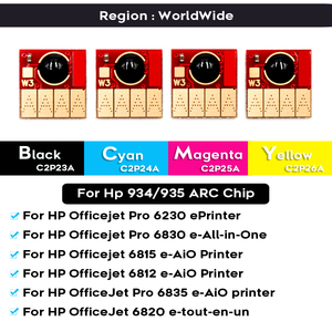 Chip de Cartucho de Reinicio Automático ARC de 4 Colores 934 <span class=keywords><strong>935</strong></span> 934XL 935XL para Impresoras Officejet Pro 6230 6830 6812 6815 6835 6820 HP934 HP935 - Product Image 6