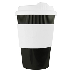Taza de café de plástico reutilizable de 12oz respetuosa con el medio ambiente con banda de silicona y tapa Regalo promocional EK002 <span class=keywords><strong>Ecco</strong></span> Kuppa 12oz en stock - Product Image 5