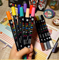 Marqueur acrylique double-tête bicolore pour enfants, stylo acrylique pour peinture sur chaussures blanches, stylo élégant, marqueur artistique spécial étudiant