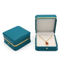 FADELI Boîte à bijoux de voyage de luxe certifiée FSC, design de haute qualité, bleu lac, logo personnalisé, boîte cadeau en PU, boîte à pendentif (mini)