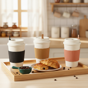 Tasses en paille de blé créatives, réutilisables et durables, pour café à emporter, thé <span class=keywords><strong>froid</strong></span> et boissons glacées en été - Product Image 4