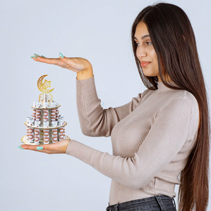 DAMAI Eid Mubarak Porte-argent en papier imprimé double face Or Blanc Lune Étoile, Décoration de table pour le Festival du Ramadan et les fêtes - Product Image 4