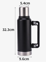 Bouteille d'eau isotherme en acier inoxydable de 1,4 L à double paroi avec poignée pour le camping et les voyages