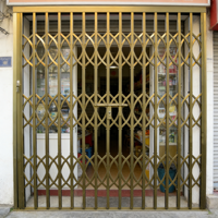 Puerta Corredera de Acero Inoxidable, Segura y Antirrobo, Puerta de Rejilla de Seguridad de Empuje y Tracción para el Hogar y la Tienda