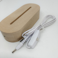 Ellipse – base de lampe 3D en bois acrylique, panneau de Message, lumière LED en bois, veilleuse, cadeau
