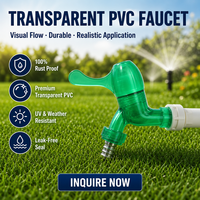 Robinet d'arrêt en PVC transparent de Chine avec raccord de tuyau métallique, bec anti-fuite pour jardin et usage domestique – Vente en gros, raccord OEM