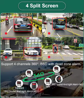 Moniteur tactile IPS 10,36 pouces avec 4 entrées caméras, système BSD pour bus, voiture, camion, surveillance multimédia, dashcam