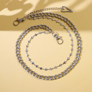 Heart Shape Zinc Alloy Double Layer <b>Waist</b> <b>Chain</b> Unisex Fashionable Retro Punk Hip Hop Daily Wear - Product Image 3