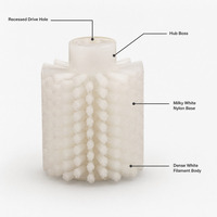 Brosse cylindrique en nylon sur mesure, tête de brosse en PA, PP, PPT, filament de 5 à 200 mm, base en nylon blanc, trou d'axe, brosse à rouleau