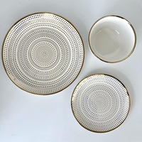 Vaisselle en céramique plaquée or, exquise et très vendue, assiette et bol en porcelaine, acceptation de la personnalisation du design, du logo et de l'emballage