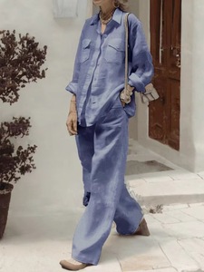 Nueva Colección de Otoño, Ropa de Mujer, Camisa de Manga Larga Holgada, <span class=keywords><strong>Pantalones</strong></span> de Dos Piezas - Product Image 6