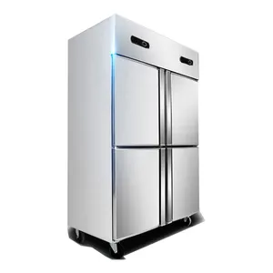 ตู้เย็นสเตนเลสแบบตั้งตรงตู้แช่แข็งลึก4ประตูอุปกรณ์ทำความเย็น