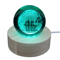 LED USB 3D galaxie colorée boule de cristal lumineuse base de veilleuse pour chambre à coucher