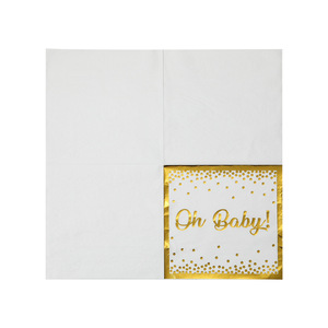 Gold Foil Lettering Paper Napkins 330mm Disposable For Anniversary Parties - Product Image 4