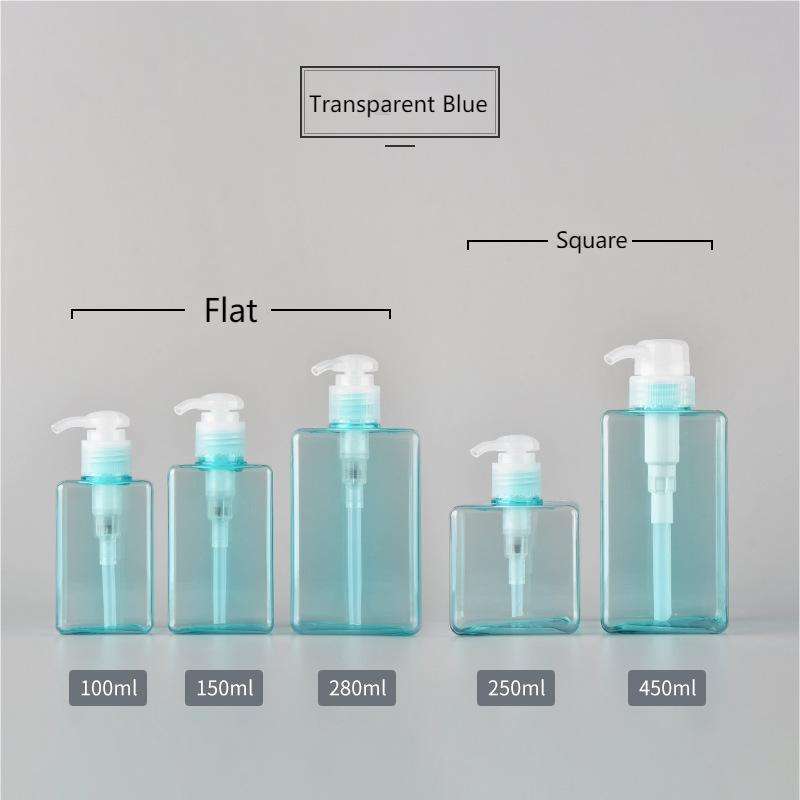 ขวดสีฟ้าใส + ปั๊มโปร่งใส