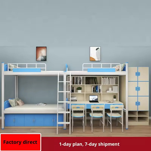 <span class=keywords><strong>Lit</strong></span> mezzanine moderne en métal robuste <span class=keywords><strong>avec</strong></span> escalier et armoire Lits superposés modernes <span class=keywords><strong>avec</strong></span> <span class=keywords><strong>bureau</strong></span> et tiroirs de rangement Lits de dortoir - Product Image 3